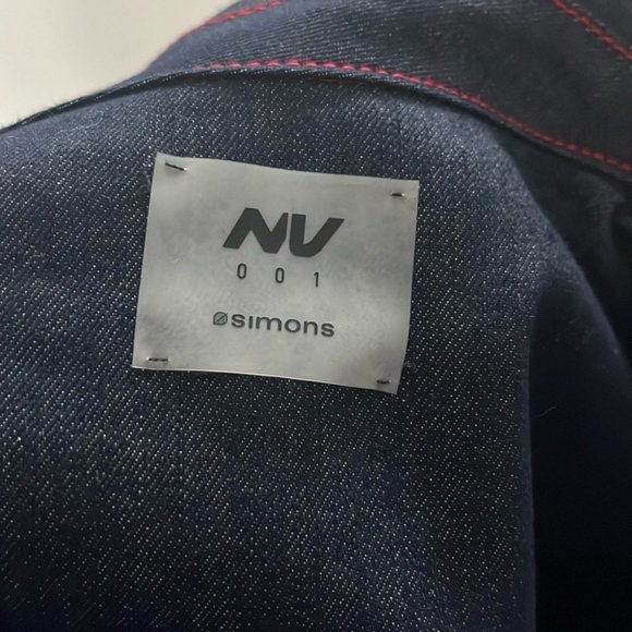 Simons NV Campaign Deep Denim Blue Women’s Jacket Red Contrast Stitching Y2K - Picture 8 of 9